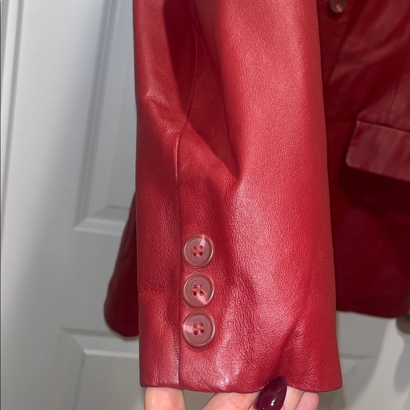 EXCELLED 100% genuine Leather coat Burgundy/Wine Red Jacket blazer oversized - Picture 3 of 8